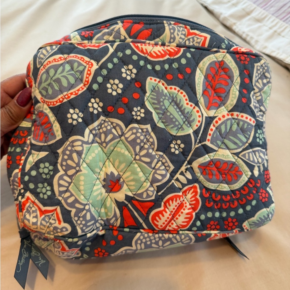 Vera Bradley Blue and Red Floral Cosmetic Bag